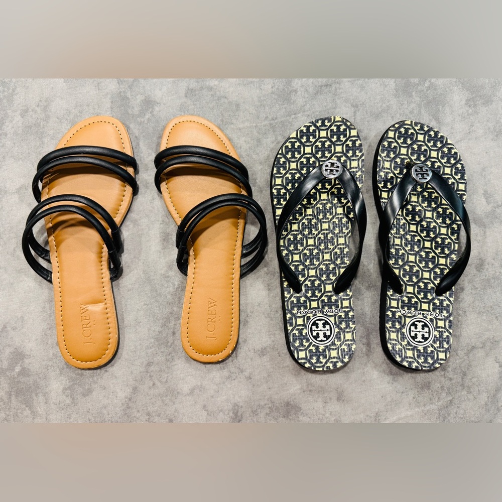 Tory Burch Flip Flops & J.Crew Sandals S 7.O Bundle Authenthic